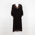 Vanessa Bruno Black Beige Red Embroidered Midi Dress