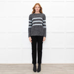Les Racines Du Ciel Grey Light Blue Stripes Wool Blend Jumper