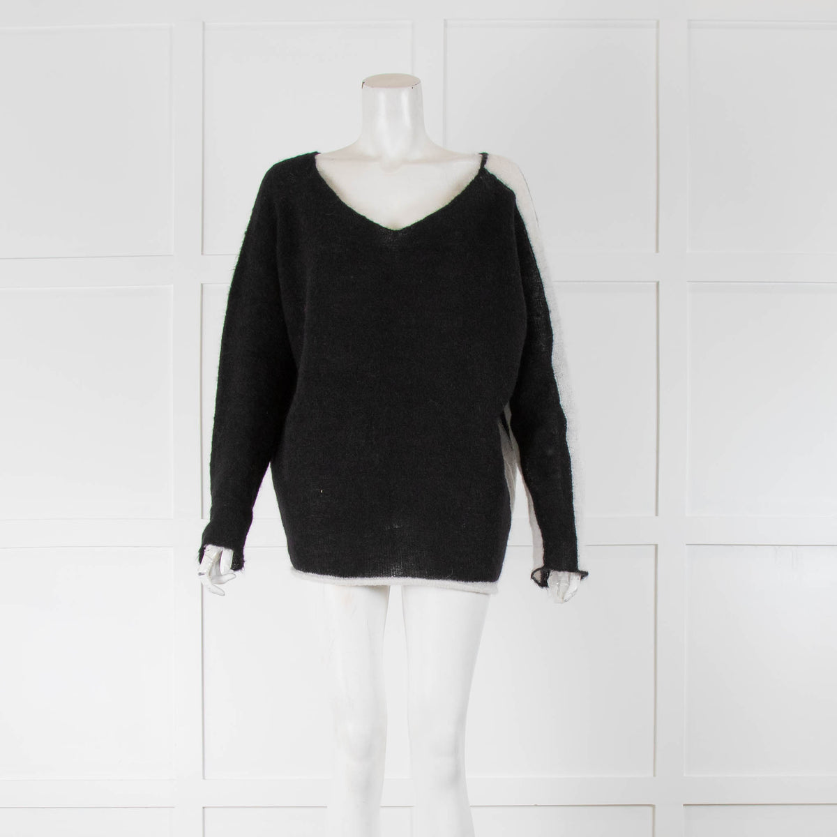 Sarah Pacini Black Colour Block Mohair Jumper