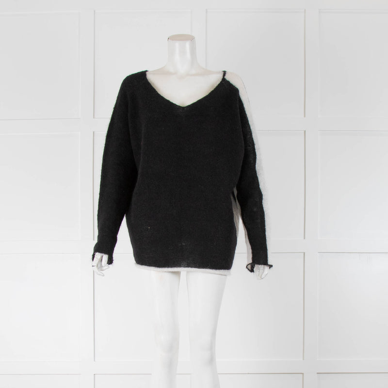 Sarah Pacini Black Colour Block Mohair Jumper