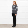 Les Racines Du Ciel Grey Light Blue Stripes Wool Blend Jumper