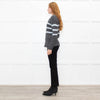 Les Racines Du Ciel Grey Light Blue Stripes Wool Blend Jumper