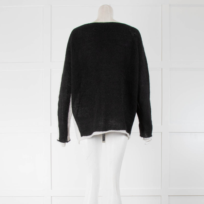 Sarah Pacini Black Colour Block Mohair Jumper