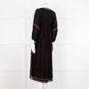 Vanessa Bruno Black Beige Red Embroidered Midi Dress