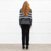 Les Racines Du Ciel Grey Light Blue Stripes Wool Blend Jumper