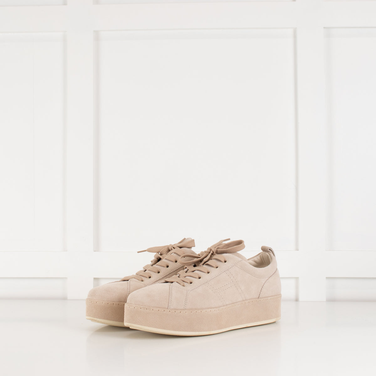 Hogan Beige Suede Platform Trainers