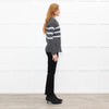 Les Racines Du Ciel Grey Light Blue Stripes Wool Blend Jumper