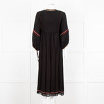 Vanessa Bruno Black Beige Red Embroidered Midi Dress