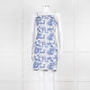 Staud White Blue Jungle Print Sleeveless Cotton Mini Dress