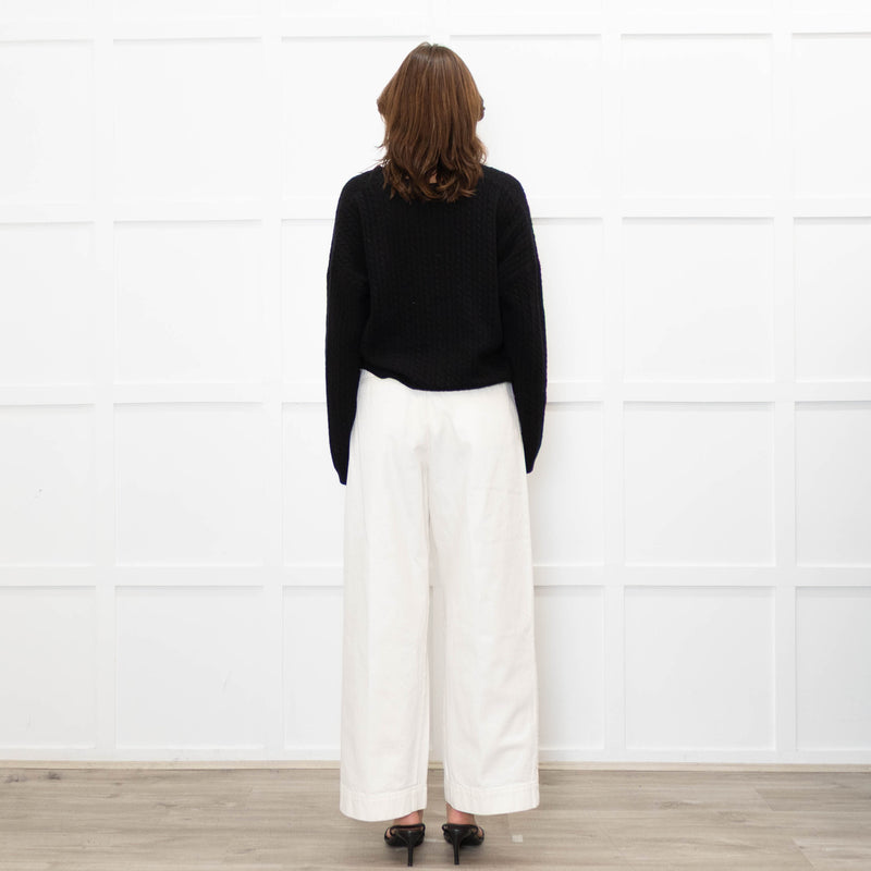 Reformation Short Black Cashmere Cable Knit Cardigan