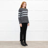 Les Racines Du Ciel Grey Light Blue Stripes Wool Blend Jumper