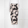Rotate Birger Christensen Black With Cream Applique Flowers Stretch Skirt