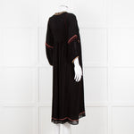 Vanessa Bruno Black Beige Red Embroidered Midi Dress