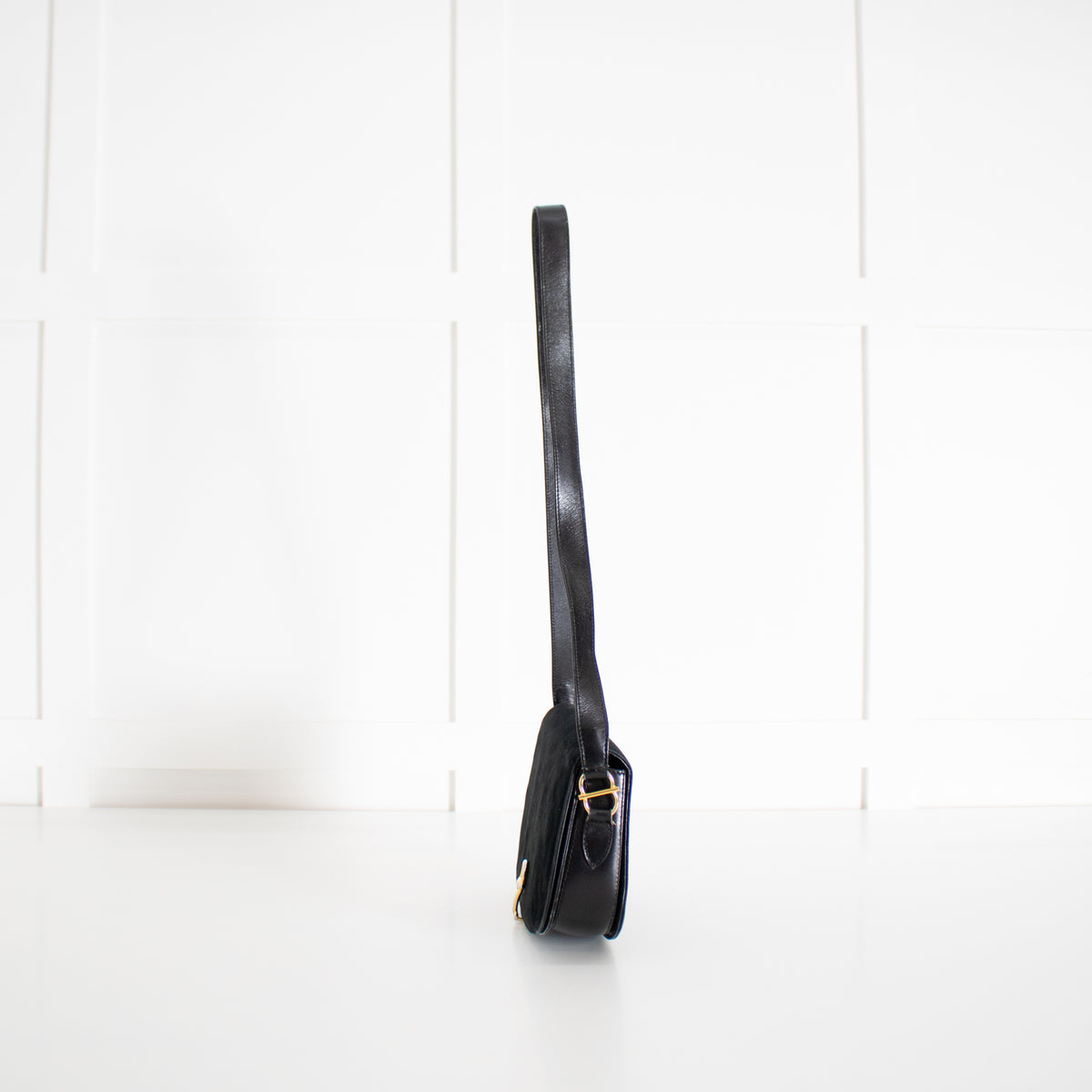 Gucci Black Suede Horsebit Vintage Shoulder Bag