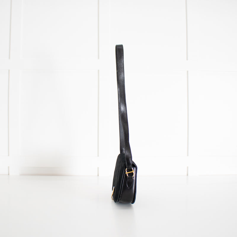 Gucci Black Suede Horsebit Vintage Shoulder Bag
