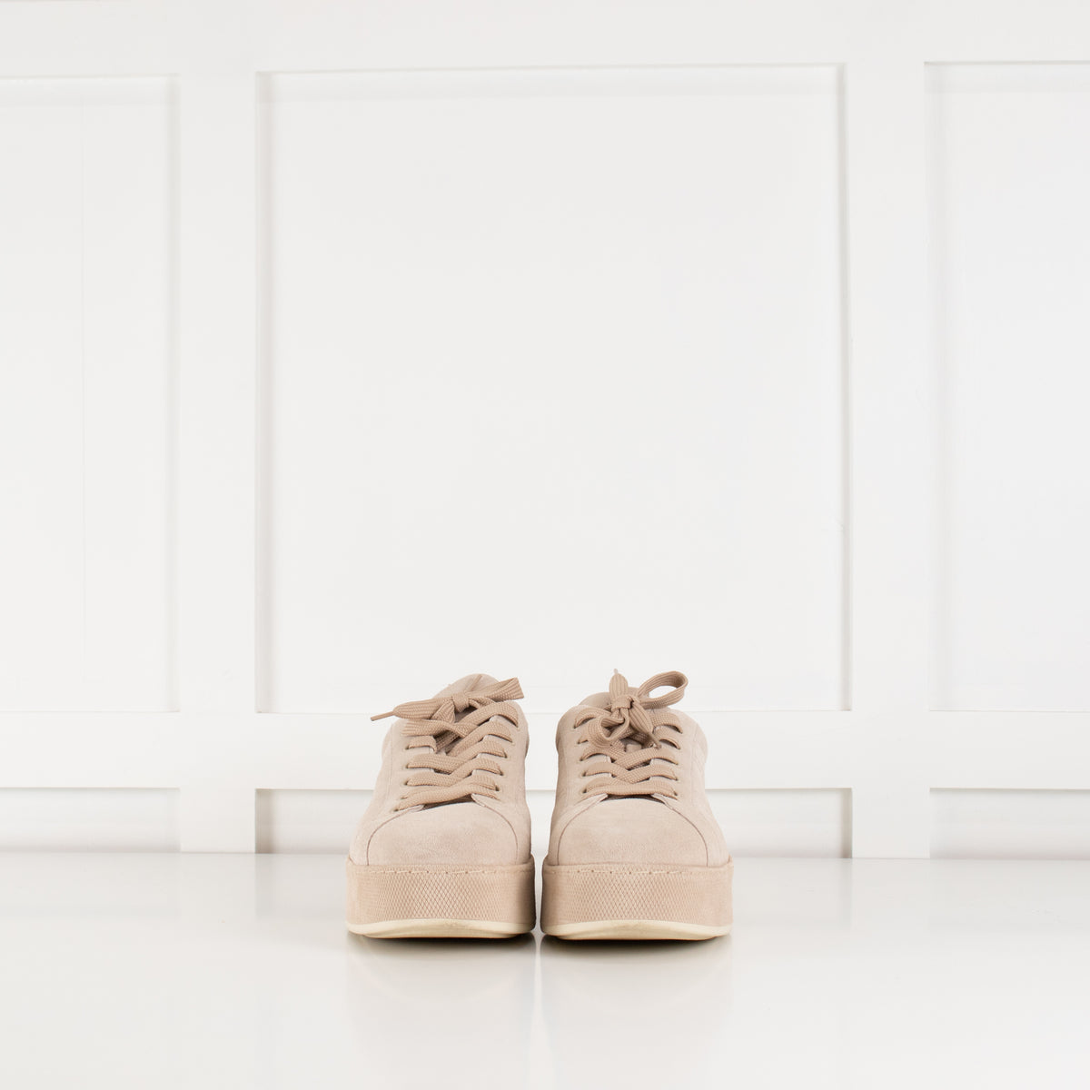 Hogan Beige Suede Platform Trainers