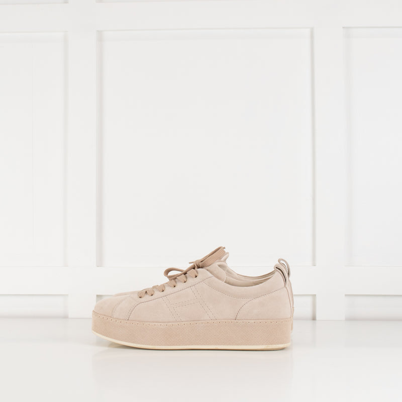 Hogan Beige Suede Platform Trainers