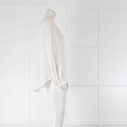 Equipment White Silk Round Neck Blouse