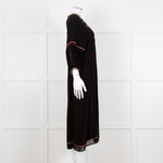 Vanessa Bruno Black Beige Red Embroidered Midi Dress