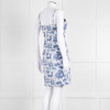 Staud White Blue Jungle Print Sleeveless Cotton Mini Dress