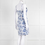 Staud White Blue Jungle Print Sleeveless Cotton Mini Dress