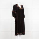 Vanessa Bruno Black Beige Red Embroidered Midi Dress