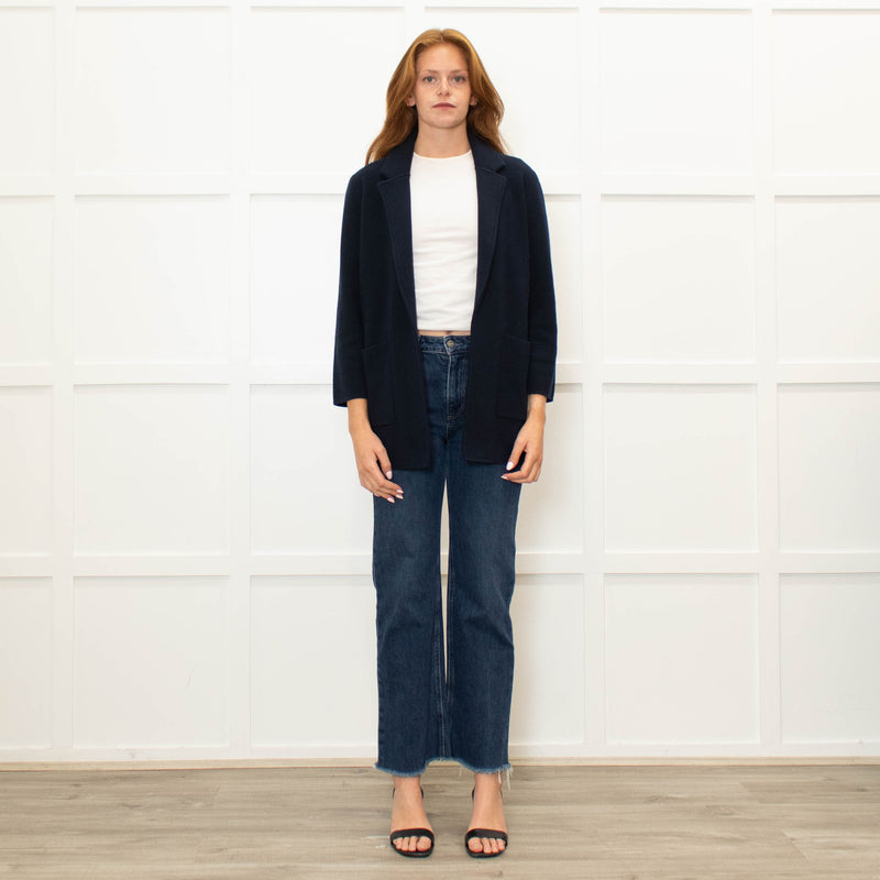 J Crew Navy Open Front Knit Blazer