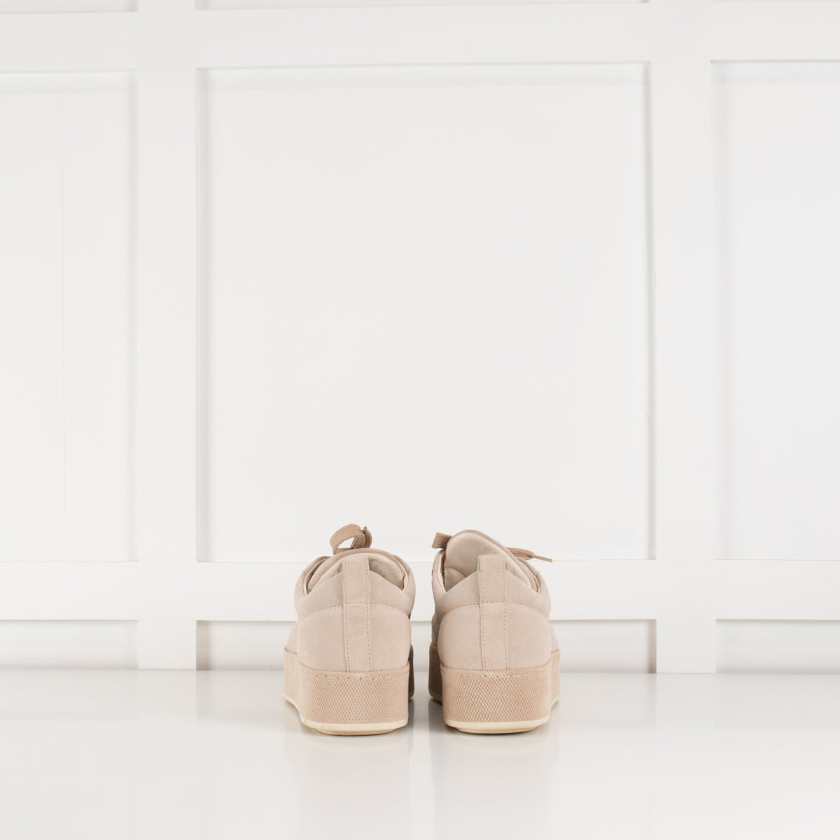 Hogan Beige Suede Platform Trainers