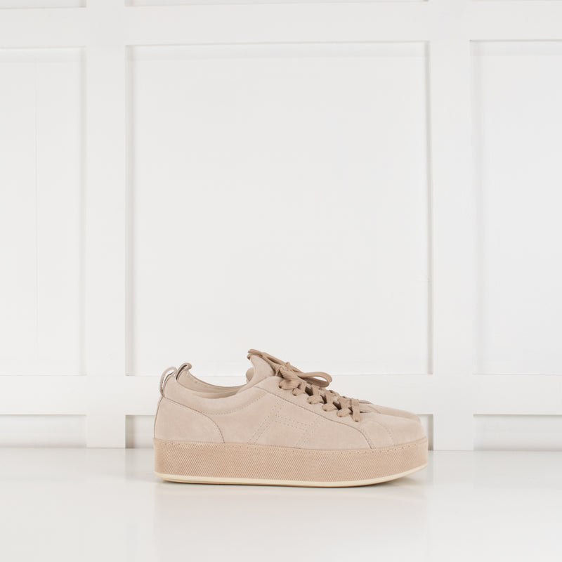Hogan Beige Suede Platform Trainers
