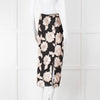 Rotate Birger Christensen Black With Cream Applique Flowers Stretch Skirt