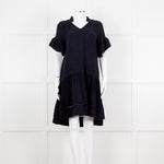 Me + Em Navy Blue Cheese Cloth Bottom Frill Dress