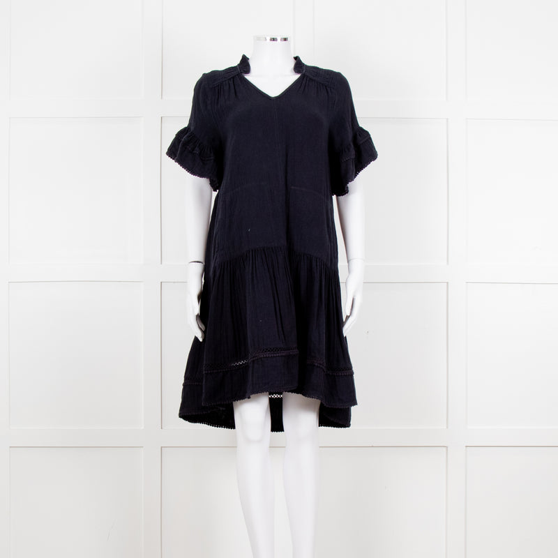 Me + Em Navy Blue Cheese Cloth Bottom Frill Dress
