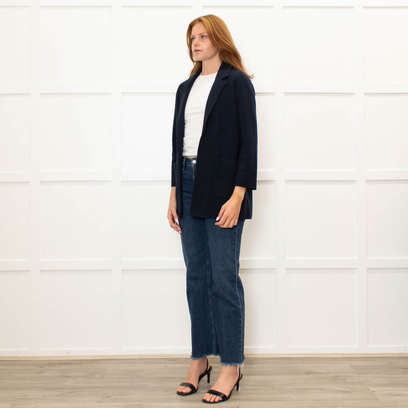 J Crew Navy Open Front Knit Blazer