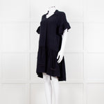 Me + Em Navy Blue Cheese Cloth Bottom Frill Dress
