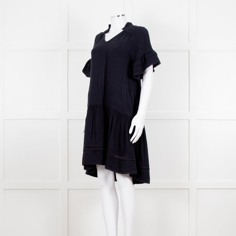 Me + Em Navy Blue Cheese Cloth Bottom Frill Dress