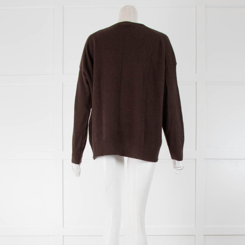 360 Cashmere Brown V Neck Jumper