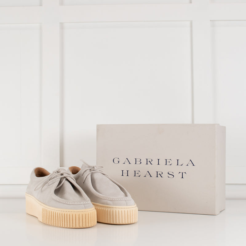Gabriela Hearst Grey Suede Laceup Shoes