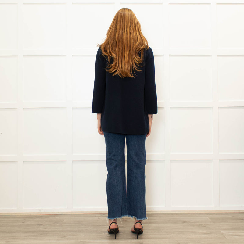 J Crew Navy Open Front Knit Blazer