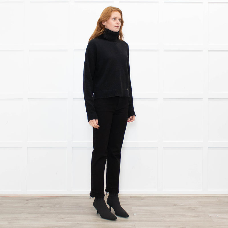Ottod'Ame Black Wool Blend Rolled Neck Jumper