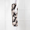 Rotate Birger Christensen Black With Cream Applique Flowers Stretch Skirt