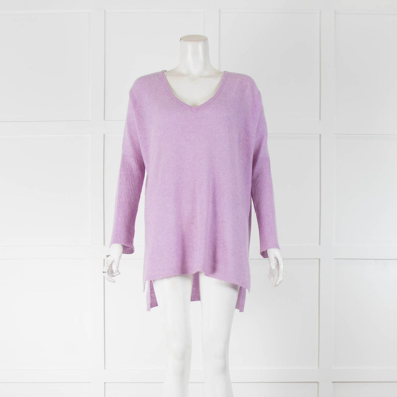 Brodie Cashmere Lilac V Neck Jumper