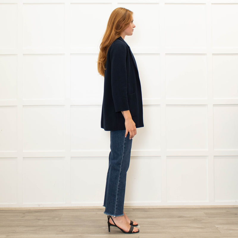 J Crew Navy Open Front Knit Blazer