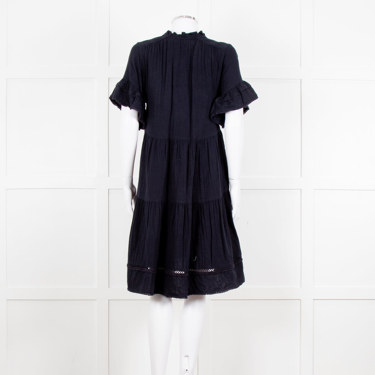 Me + Em Navy Blue Cheese Cloth Bottom Frill Dress