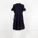 Me + Em Navy Blue Cheese Cloth Bottom Frill Dress