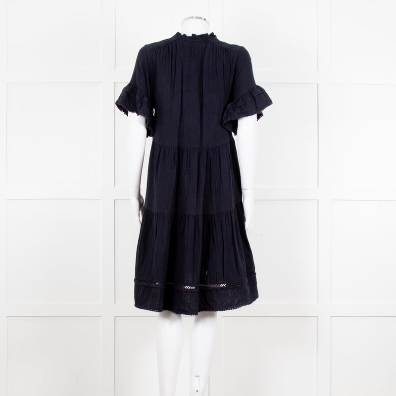 Me + Em Navy Blue Cheese Cloth Bottom Frill Dress