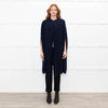 Stella McCartney Navy Front Fringe Sleeveless Knit Cape