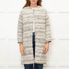 Tucker Grey Collarless Boucle Edge To Edge Coat