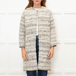 Tucker Grey Collarless Boucle Edge To Edge Coat