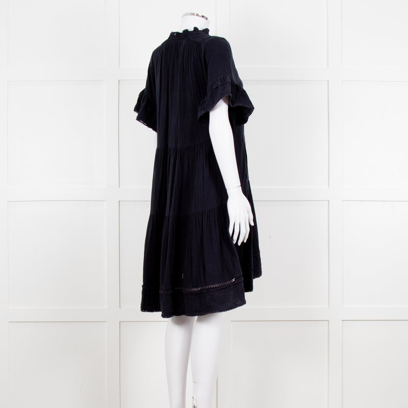 Me + Em Navy Blue Cheese Cloth Bottom Frill Dress