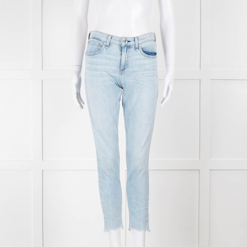Rag & Bone Pale Wash Mid Length Skinny Jeans